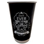 16 oz Double Wall Karton Bardak Siyah Baskılı (500 Adet)
