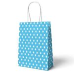 Hediyelik Kraft Çanta Mavi Puantiyeli 18x24x8