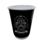 14 oz Double Wall Karton Bardak Siyah Baskılı (500 Adet)