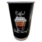 16 oz Double Wall Karton Bardak Siyah Baskılı (500 Adet) - Görsel 2