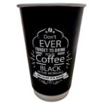 16 oz Double Wall Karton Bardak Siyah Baskılı (500 Adet)