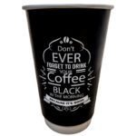 16 oz Double Wall Karton Bardak Siyah Baskılı (500 Adet)