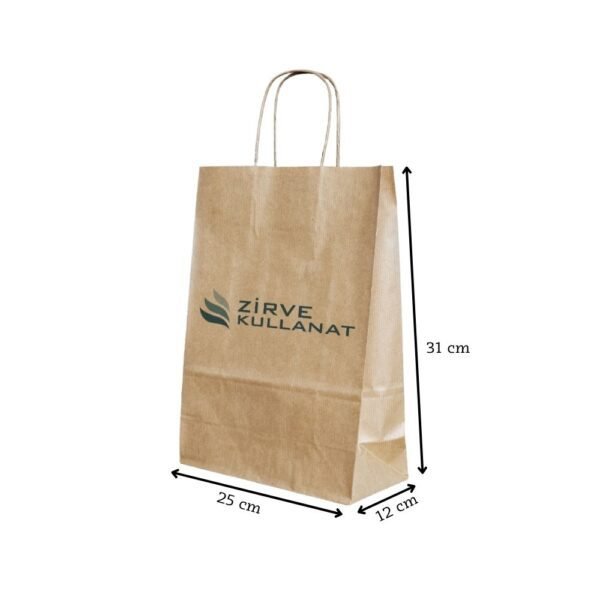 Burgu Saplı Kraft Çanta 25x31x12 cm