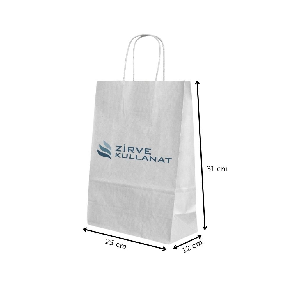 Beyaz Renkli Kraft Çanta 25x31x12cm