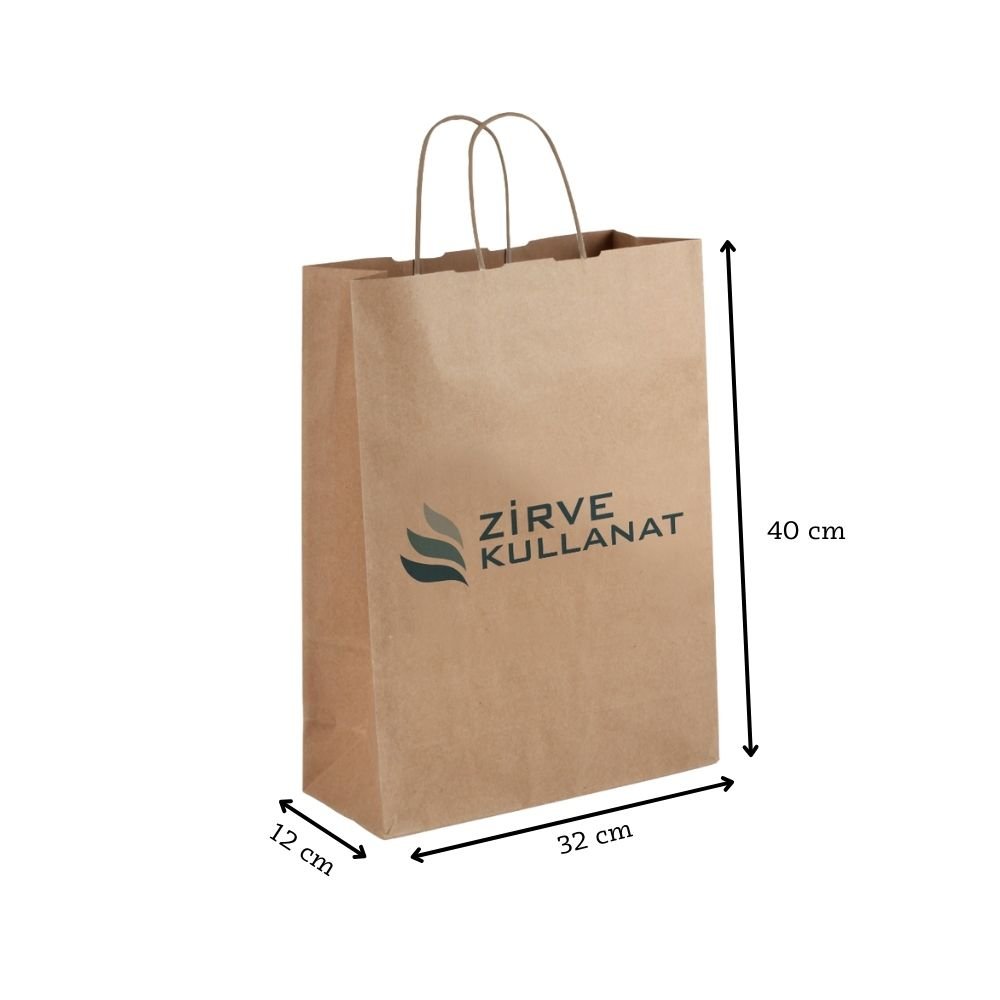 32x40x12 cm Kraft Çanta (1) Burgu Saplı Kağıt Poşet 32x40x12 cm