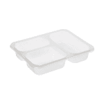 Film Yapıştırmalı Gıda Kabı 3 Bölmeli 400 Adet Şeffaf