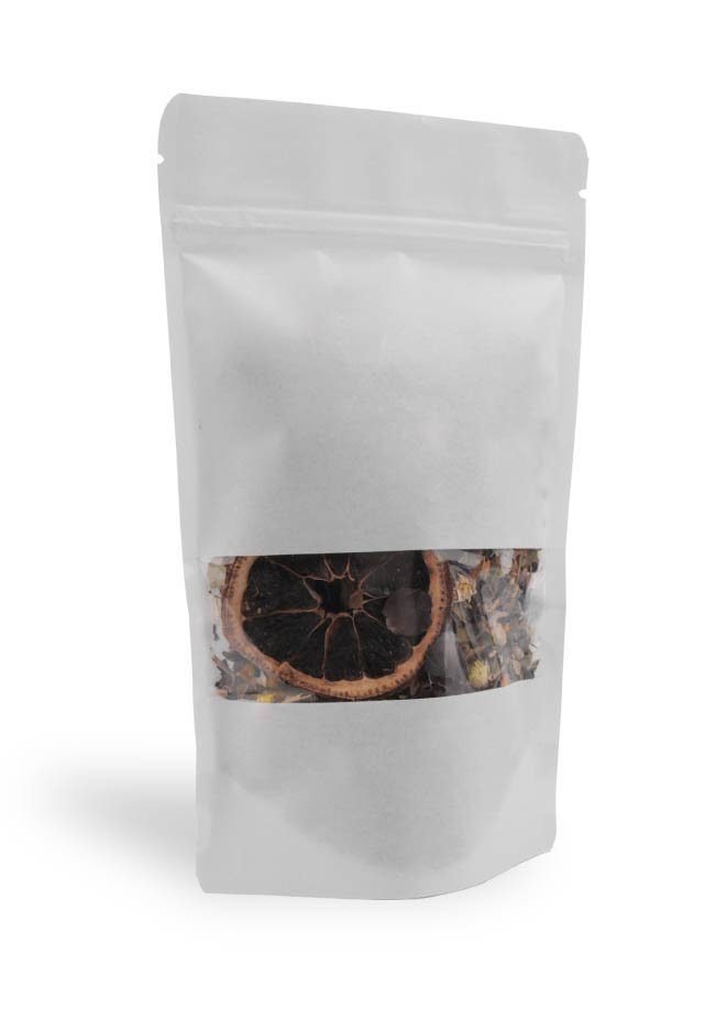 Kraft-Pencereli-Beyaz-Doypack.jpg Kraft Pencereli Beyaz Doypack Kilitli - Görsel 1