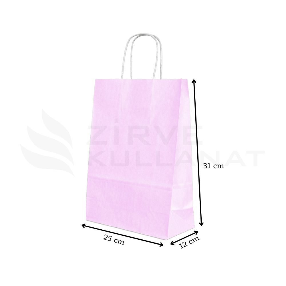 25x31x12 cm Pembe Kağıt Poşet