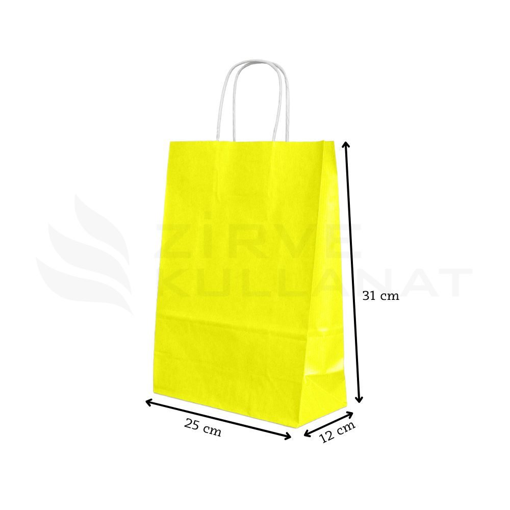 25x31x12 cm Sarı Kağıt Poşet 25x31x12 cm Sarı Kağıt Poşet