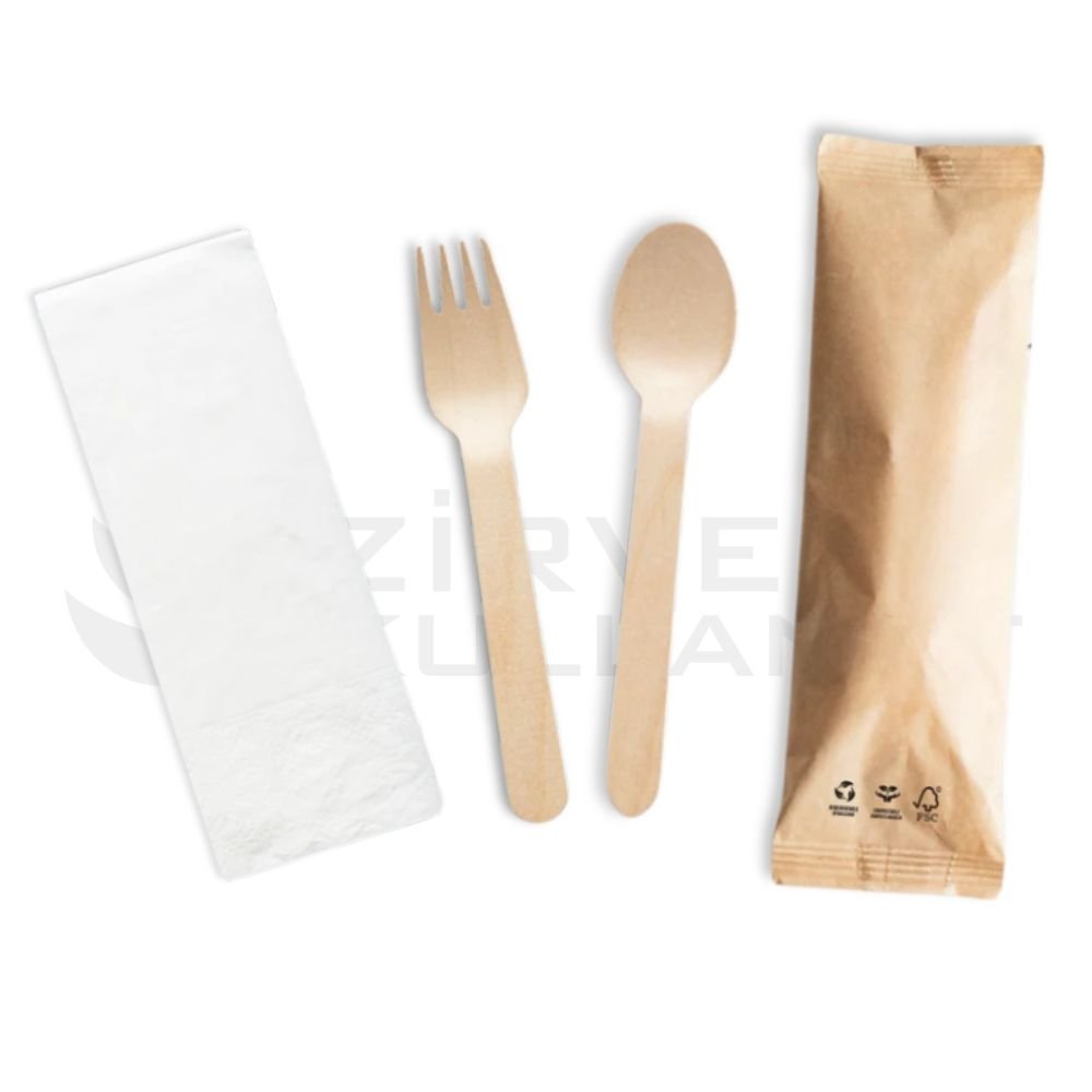 Bambu tahta çatal kaşık seti