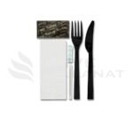 Plastik Yemek Seti 6li Lüks Siyah