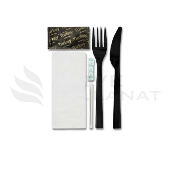 Plastik Yemek Seti 6li Lüks Siyah