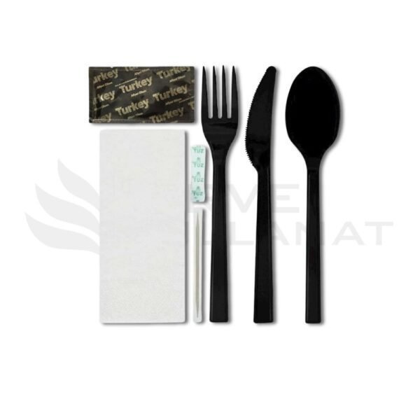 Plastik Yemek Seti 7'li Lüks Siyah